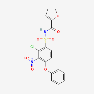molecular formula C17H11ClN2O7S B14383534 N-(2-Chloro-3-nitro-4-phenoxybenzene-1-sulfonyl)furan-2-carboxamide CAS No. 88345-12-4