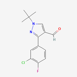 molecular formula C14H14ClFN2O B1438354 1-(tert-butyl)-3-(3-chloro-4-fluorophenyl)-1H-pyrazole-4-carbaldehyde CAS No. 1152873-39-6