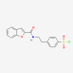 molecular formula C17H14ClNO4S B14383547 4-{2-[(1-Benzofuran-2-carbonyl)amino]ethyl}benzene-1-sulfonyl chloride CAS No. 90141-24-5