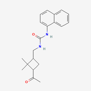 molecular formula C20H24N2O2 B14383876 N-[(3-Acetyl-2,2-dimethylcyclobutyl)methyl]-N'-naphthalen-1-ylurea CAS No. 90156-35-7