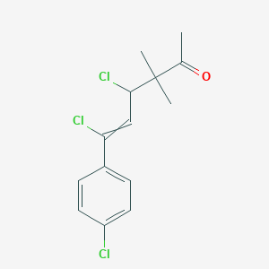 molecular formula C14H15Cl3O B14383928 4,6-Dichloro-6-(4-chlorophenyl)-3,3-dimethylhex-5-en-2-one CAS No. 88438-07-7