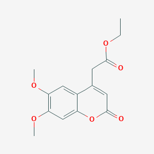 molecular formula C15H16O6 B14383934 2H-1-Benzopyran-4-acetic acid, 6,7-dimethoxy-2-oxo-, ethyl ester CAS No. 88404-17-5