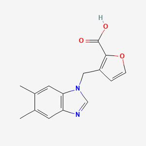 molecular formula C15H14N2O3 B1438412 3-[(5,6-dimethyl-1H-1,3-benzodiazol-1-yl)methyl]furan-2-carboxylic acid CAS No. 1094299-09-8