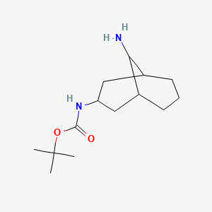 molecular formula C14H26N2O2 B1438429 Tert-butyl 9-aminobicyclo[3.3.1]non-3-ylcarbamate CAS No. 1172268-86-8