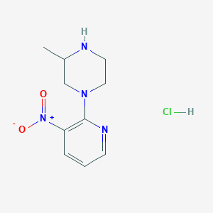 molecular formula C10H15ClN4O2 B1438435 3-Methyl-1-(3-nitropyridin-2-yl)piperazine hydrochloride CAS No. 1171552-34-3
