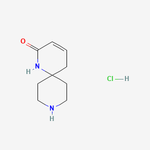 molecular formula C9H15ClN2O B1438440 1,9-二氮杂螺[5.5]十一-3-烯-2-酮盐酸盐 CAS No. 1172814-19-5