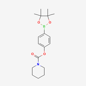 molecular formula C18H26BNO4 B1438455 4-(4,4,5,5-Tetramethyl-1,3,2-dioxaborolan-2-yl)phenyl piperidine-1-carboxylate CAS No. 913836-28-9
