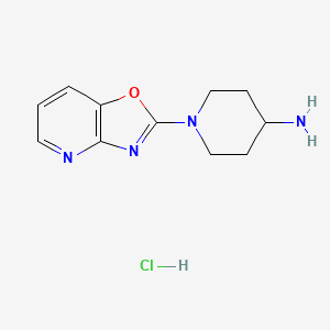 molecular formula C11H15ClN4O B1438459 1-[1,3]Oxazolo[4,5-b]pyridin-2-ylpiperidin-4-amine hydrochloride CAS No. 1158477-91-8