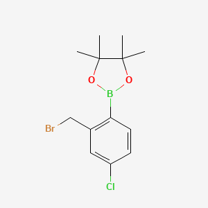 molecular formula C13H17BBrClO2 B1438464 2-(2-(Bromomethyl)-4-chlorophenyl)-4,4,5,5-tetramethyl-1,3,2-dioxaborolane CAS No. 957034-64-9