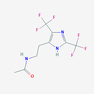 molecular formula C9H9F6N3O B14384670 N-[2-[2,4-bis(trifluoromethyl)-1H-imidazol-5-yl]ethyl]acetamide CAS No. 88181-41-3