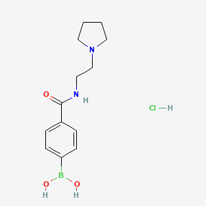 molecular formula C13H20BClN2O3 B1438477 (4-((2-(Pyrrolidin-1-yl)ethyl)carbamoyl)phenyl)boronic acid hydrochloride CAS No. 957060-70-7