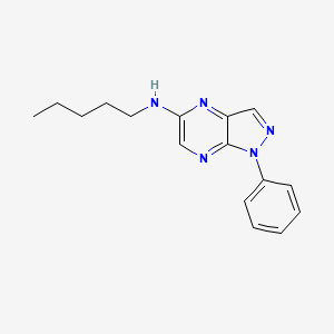 molecular formula C16H19N5 B14384780 N-Pentyl-1-phenyl-1H-pyrazolo[3,4-b]pyrazin-5-amine CAS No. 87594-68-1