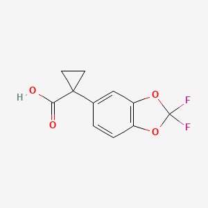 molecular formula C11H8F2O4 B1438485 1-(2,2-Difluorobenzo[D][1,3]dioxol-5-YL)cyclopropanecarboxylic acid CAS No. 862574-88-7