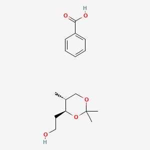 molecular formula C16H24O5 B14384854 benzoic acid;2-[(4S,5R)-2,2,5-trimethyl-1,3-dioxan-4-yl]ethanol CAS No. 87518-99-8