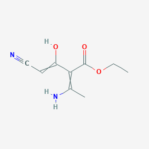 molecular formula C9H12N2O3 B14385027 Ethyl 3-amino-2-(2-cyano-1-hydroxyethenyl)but-2-enoate CAS No. 88518-57-4