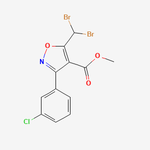 molecular formula C12H8Br2ClNO3 B1438543 Methyl 3-(3-chlorophenyl)-5-(dibromomethyl)isoxazole-4-carboxylate CAS No. 1170223-55-8
