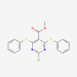 molecular formula C18H13ClN2O2S2 B14385626 Methyl 2-chloro-4,6-bis(phenylsulfanyl)pyrimidine-5-carboxylate CAS No. 87847-24-3