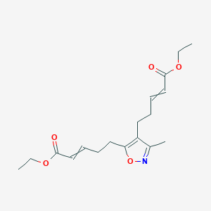 molecular formula C18H25NO5 B14385653 Diethyl 5,5'-(3-methyl-1,2-oxazole-4,5-diyl)di(pent-2-enoate) CAS No. 89991-39-9