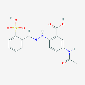 molecular formula C16H15N3O6S B14385795 5-Acetamido-2-{2-[(2-sulfophenyl)methylidene]hydrazinyl}benzoic acid CAS No. 89986-41-4