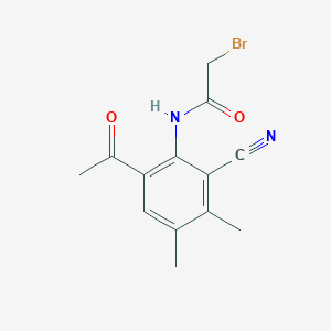 molecular formula C13H13BrN2O2 B14385942 N-(6-Acetyl-2-cyano-3,4-dimethylphenyl)-2-bromoacetamide CAS No. 89638-46-0