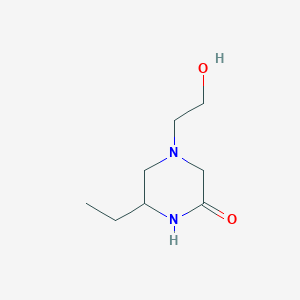 molecular formula C8H16N2O2 B143864 6-Ethyl-4-(2-hydroxyethyl)piperazin-2-one CAS No. 137066-44-5