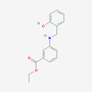 molecular formula C16H17NO3 B1438659 Ethyl 3-[(2-hydroxybenzyl)amino]benzoate CAS No. 1096937-37-9
