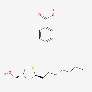 molecular formula C18H28O3S2 B14386757 benzoic acid;[(2R,4R)-2-heptyl-1,3-dithiolan-4-yl]methanol CAS No. 88122-76-3