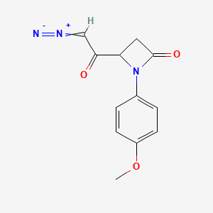 molecular formula C12H11N3O3 B14386798 2-Diazonio-1-[1-(4-methoxyphenyl)-4-oxoazetidin-2-yl]ethen-1-olate CAS No. 89862-68-0