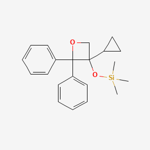 molecular formula C21H26O2Si B14386853 Silane, [(3-cyclopropyl-2,2-diphenyl-3-oxetanyl)oxy]trimethyl- CAS No. 89867-79-8