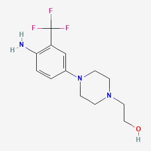 molecular formula C13H18F3N3O B1438715 1-Piperazineethanol, 4-[4-amino-3-(trifluoromethyl)phenyl]- CAS No. 1155571-05-3