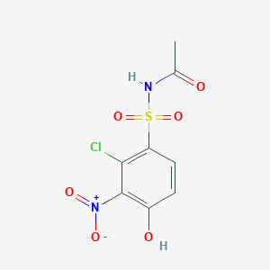 molecular formula C8H7ClN2O6S B14387218 N-(2-Chloro-4-hydroxy-3-nitrobenzene-1-sulfonyl)acetamide CAS No. 88345-24-8