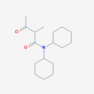 molecular formula C17H29NO2 B14387287 N,N-Dicyclohexyl-2-methyl-3-oxobutanamide CAS No. 90033-08-2