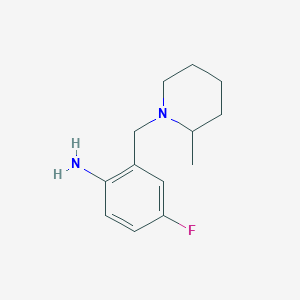 molecular formula C13H19FN2 B1438740 4-Fluoro-2-[(2-methyl-1-piperidinyl)methyl]aniline CAS No. 1153197-24-0
