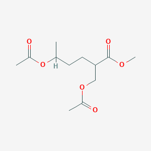 molecular formula C12H20O6 B14387445 Methyl 5-(acetyloxy)-2-[(acetyloxy)methyl]hexanoate CAS No. 88239-04-7