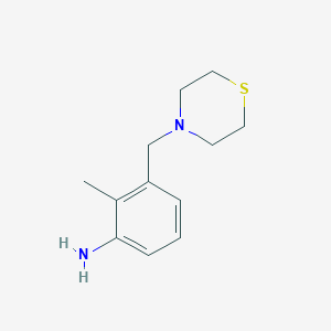 molecular formula C12H18N2S B1438746 2-Methyl-3-(thiomorpholin-4-ylmethyl)aniline CAS No. 1156220-85-7