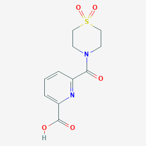 molecular formula C11H12N2O5S B1438749 6-(1,1-Dioxo-1lambda6-thiomorpholine-4-carbonyl)pyridine-2-carboxylic acid CAS No. 1155538-89-8