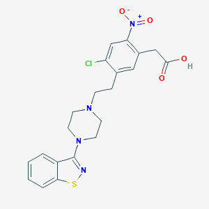 molecular formula C21H21ClN4O4S B143876 5-[2-[4-(1,2-苯并异噻唑-3-基)-1-哌嗪基]乙基]-4-氯-2-硝基-苯乙酸 CAS No. 160384-40-7