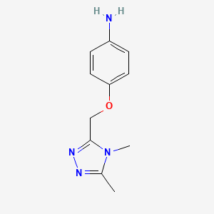 molecular formula C11H14N4O B1438761 4-[(dimethyl-4H-1,2,4-triazol-3-yl)methoxy]aniline CAS No. 1156393-79-1