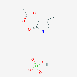 molecular formula C9H16ClNO7 B14387625 perchloric acid;[(3R)-1,4,4-trimethyl-2-oxopyrrolidin-3-yl] acetate CAS No. 88308-97-8