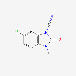 molecular formula C9H6ClN3O B14387723 6-Chloro-3-methyl-2-oxo-2,3-dihydro-1H-benzimidazole-1-carbonitrile CAS No. 89659-83-6