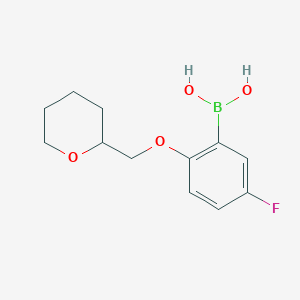 molecular formula C12H16BFO4 B1438789 [5-氟-2-(氧杂-2-基甲氧基)苯基]硼酸 CAS No. 1311146-36-7