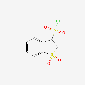molecular formula C8H7ClO4S2 B1438794 1,1-二氧代-2,3-二氢-1$L^{6}-苯并噻吩-3-磺酰氯 CAS No. 1154979-84-6