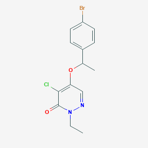 molecular formula C14H14BrClN2O2 B14387970 5-(1-(4-Bromophenyl)ethoxy)-4-chloro-2-ethylpyridazin-3(2H)-one CAS No. 88093-53-2