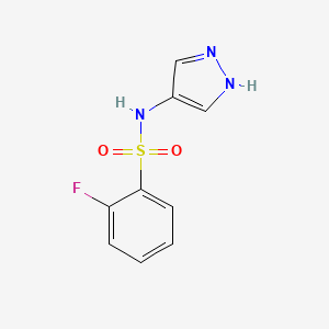 molecular formula C9H8FN3O2S B1438815 2-fluoro-N-(1H-pyrazol-4-yl)benzene-1-sulfonamide CAS No. 1153206-27-9