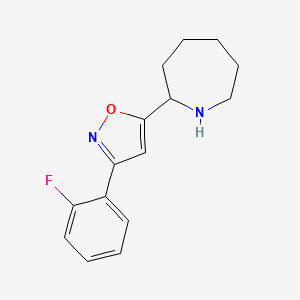 molecular formula C15H17FN2O B1438822 5-(氮杂环戊-2-基)-3-(2-氟苯基)异恶唑 CAS No. 947015-82-9