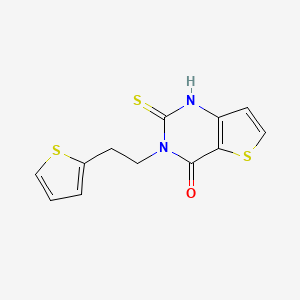 molecular formula C12H10N2OS3 B1438825 3-[2-(2-噻吩基)乙基]-2-硫代-2,3-二氢噻吩并[3,2-d]嘧啶-4(1H)-酮 CAS No. 1155931-27-3