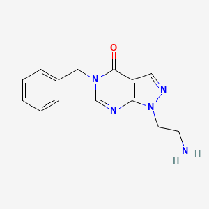 molecular formula C14H15N5O B1438839 1-(2-aminoethyl)-5-benzyl-1,5-dihydro-4H-pyrazolo[3,4-d]pyrimidin-4-one CAS No. 1105197-05-4