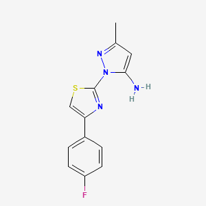 molecular formula C13H11FN4S B1438840 1-[4-(4-fluorophenyl)-1,3-thiazol-2-yl]-3-methyl-1H-pyrazol-5-amine CAS No. 1170293-94-3