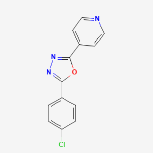 molecular formula C13H8ClN3O B14388418 Pyridine, 4-[5-(4-chlorophenyl)-1,3,4-oxadiazol-2-yl]- CAS No. 90017-07-5