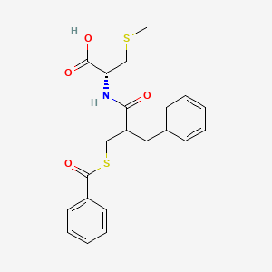 molecular formula C21H23NO4S2 B14388457 N-{2-[(Benzoylsulfanyl)methyl]-3-phenylpropanoyl}-S-methyl-L-cysteine CAS No. 88389-30-4